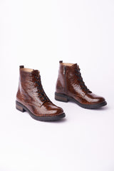 Bosccolo Womens Ankle Boots - Brown Croco