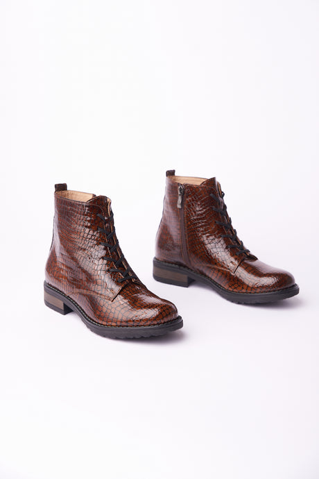 Bosccolo Womens Ankle Boots - Brown Croco