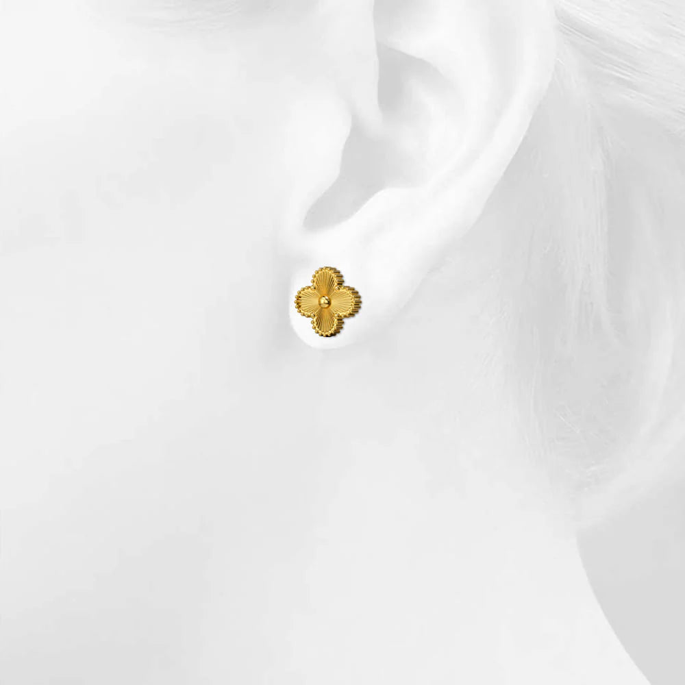 Bullion Gold Golden Clover Stud Earrings