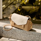 Nalandu Duo-Tone Apricot Sand Flap Crossbody Shoulder Bag - Apricot