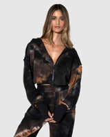 BY.DYLN Hazel Cropped Hoodie - Choc Tie Dye