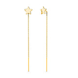 Solid 925 Sterling Gold Star Threader Earrings