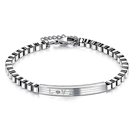 Bullion Gold Love Box Chain Bracelet White Gold