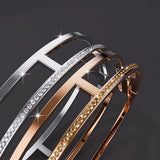 Bullion Gold Lucky Dimension Cuff Stainless Steel Bangle with a High Polish Finish