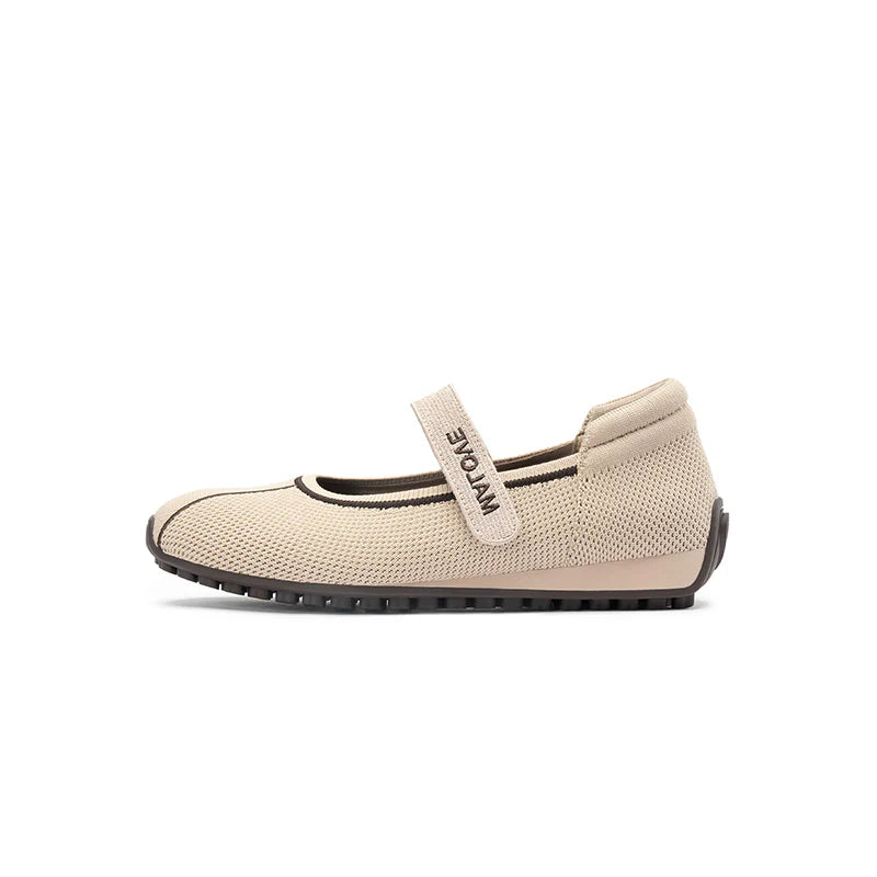Sport Ballet Mary Jane Flats - Beige
