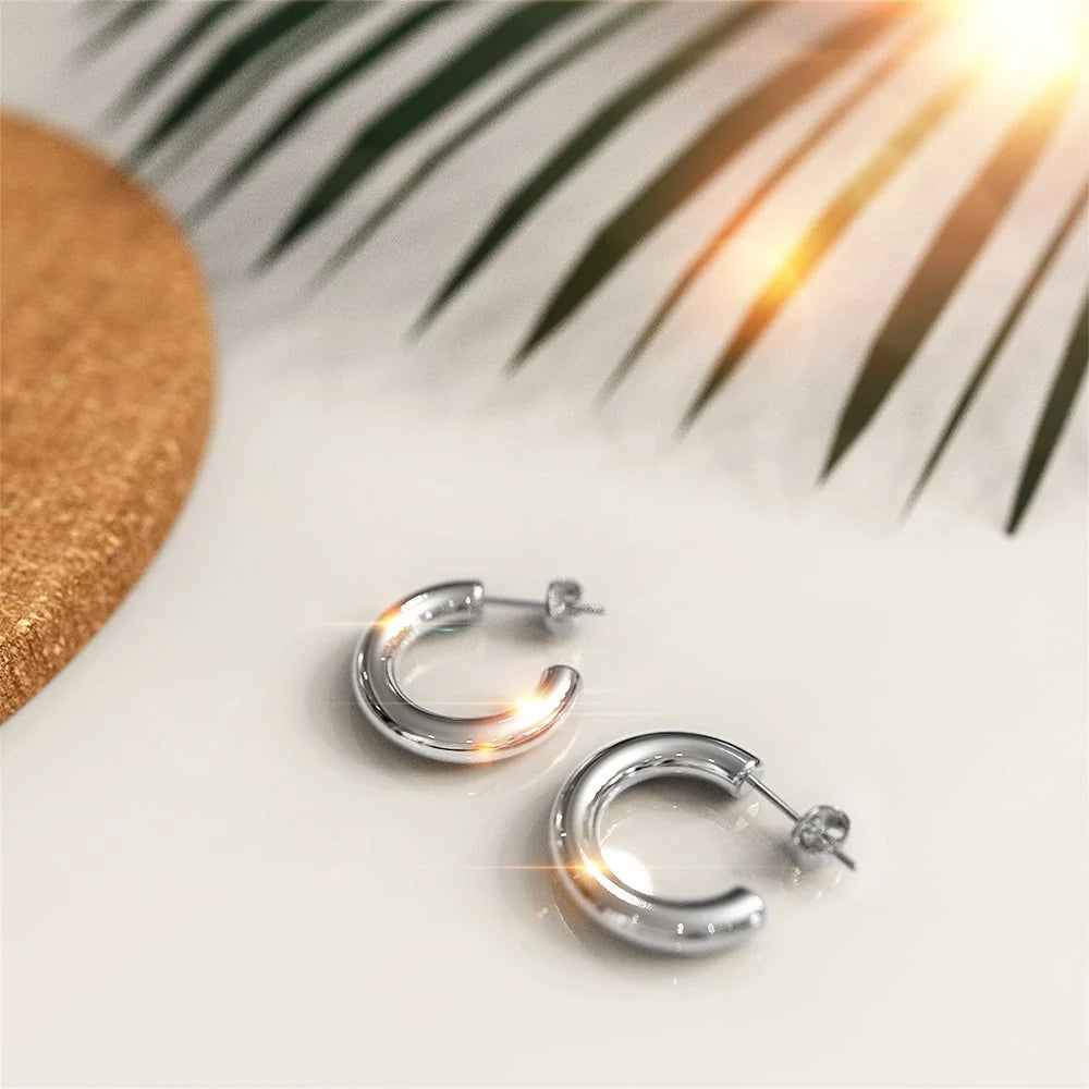 Bullion Gold Erica White Gold Hoop Earrings 20mm