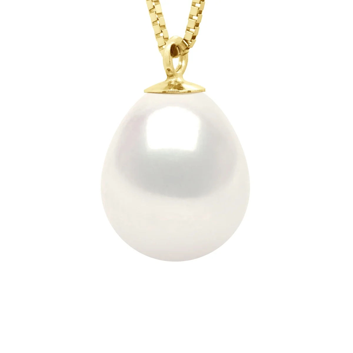 Necklace Drop Freshwater Pearl White Yellow Gold