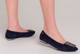 Bosccolo Womens Ballerina - Navy Blue Suede