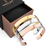 Boxed 3 Tri-Tone Avenue Classic Cuff Bangle Set - 8mm