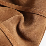 Vintage Suede Long Pillow Bag – Through-Strap Underarm Shoulder Bag