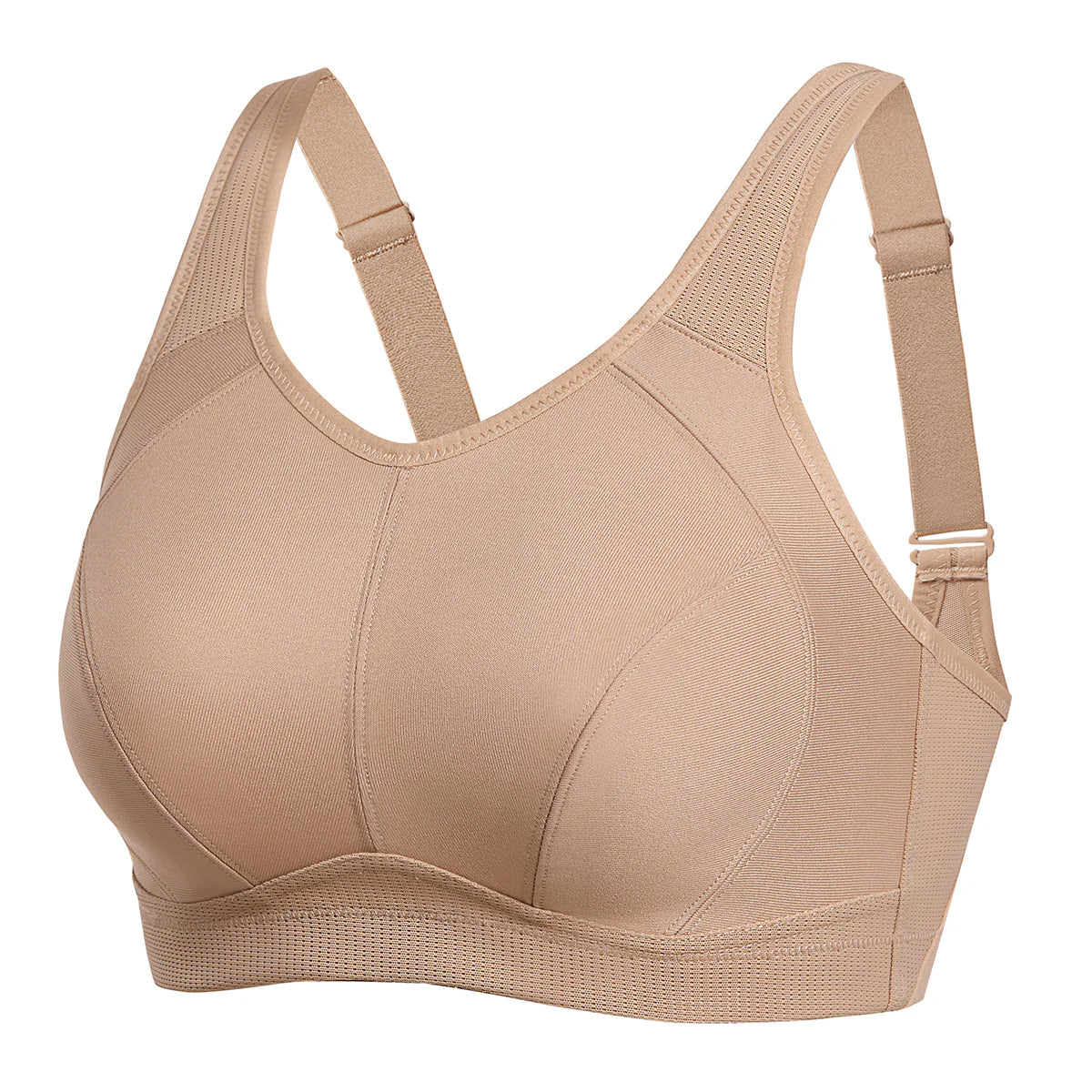 Plus Size High Support Full Coverage Padded Wireless Bra - Nude