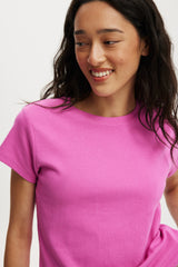 Cotton On Women's 90 S Baby Tee - Magenta Haze