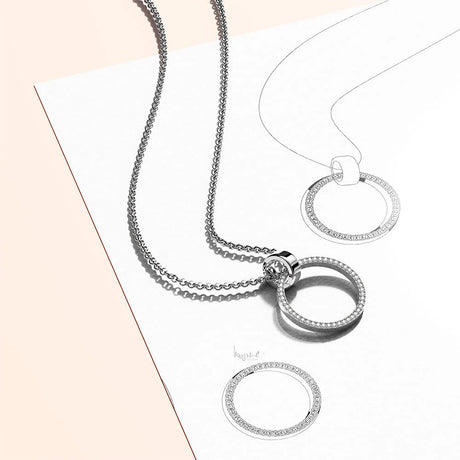 Boxed Orbit Earrings, Bracelet & Necklace Set with SWAROVSKI® Crystal in White Gold