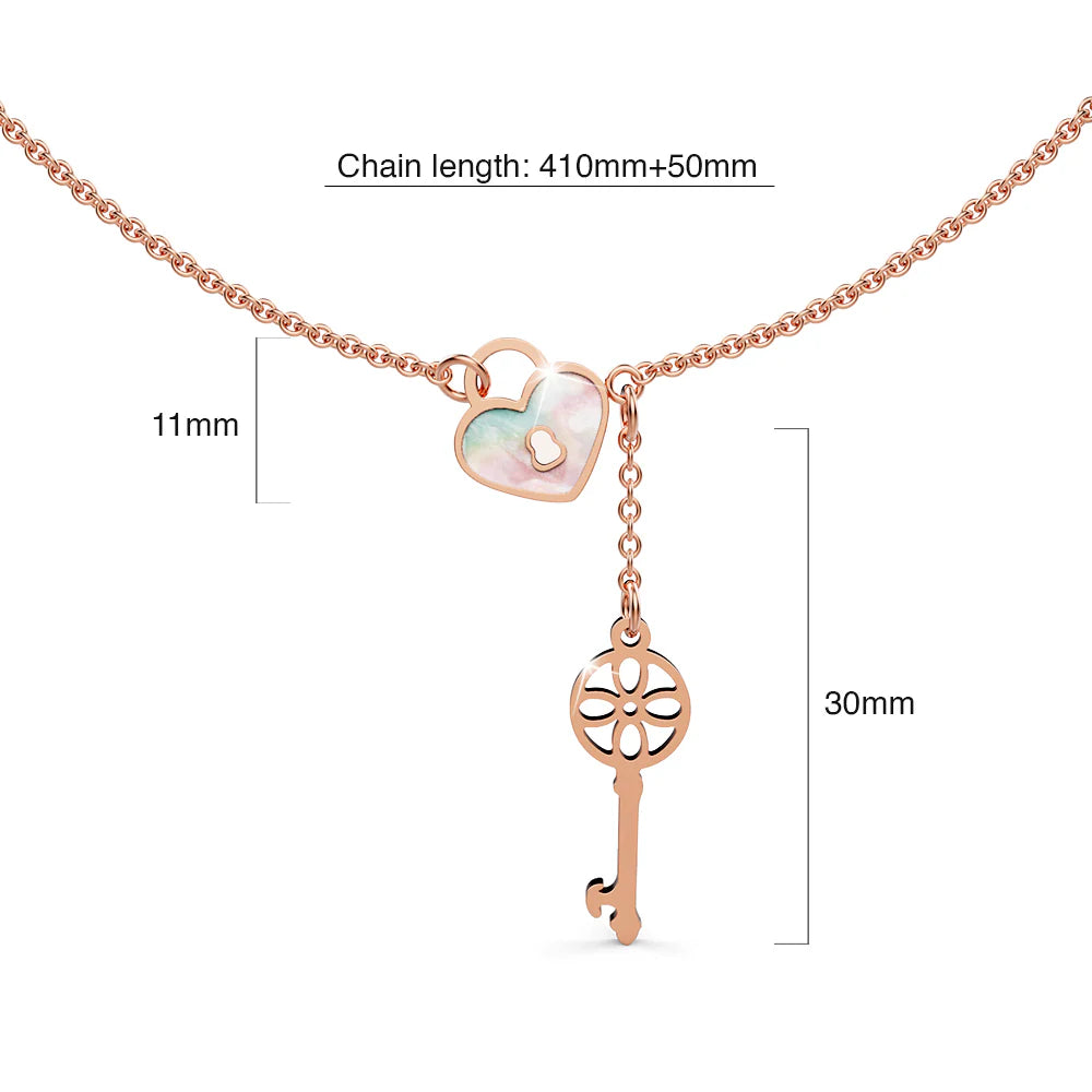 Bullion Gold Flower pattern key & lock in Rose Gold Layered Steel Jewellery