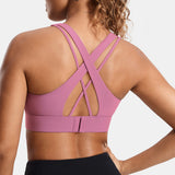 Power On Zip Front Racerback High Impact Sports Bra - Pink