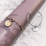 Bullion Gold Fancy Alphabet Letter Initial Bangle in Rose Gold