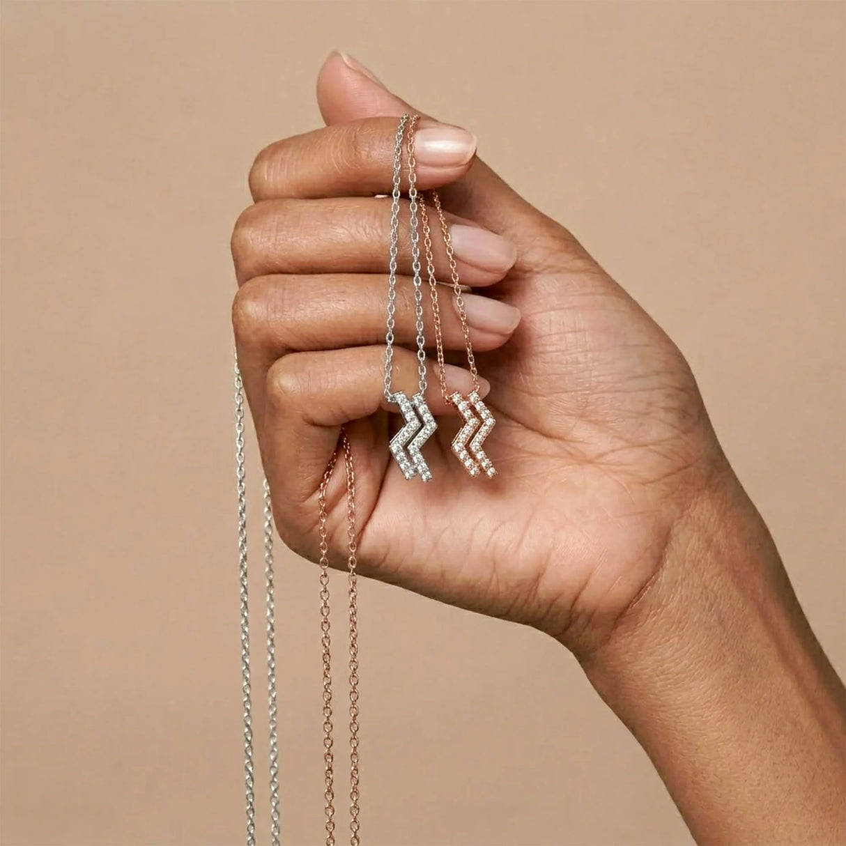 Krystal Couture Zigzag Pendant Necklace in Rose Gold Embellished with SWAROVSKI Crystals