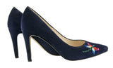 Bosccolo Womens Heels Embroidered - Navy Blue