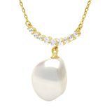 Necklace Baroque Baroque Freshwater Pearl White Yellow Gold 12mm