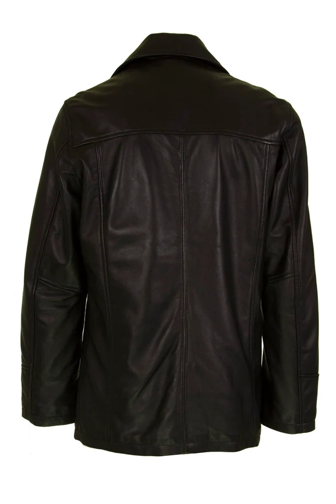 Mens Leather Trench Coat in Black