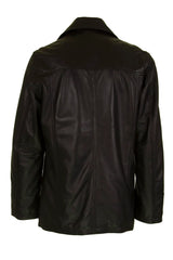 Mens Leather Trench Coat in Black