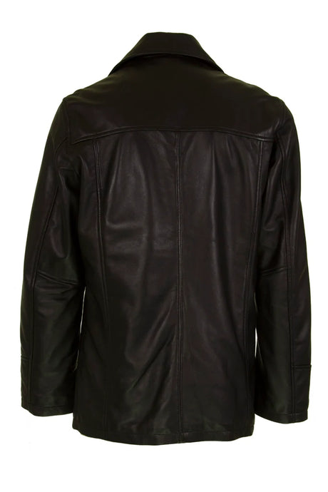 Mens Leather Trench Coat in Black