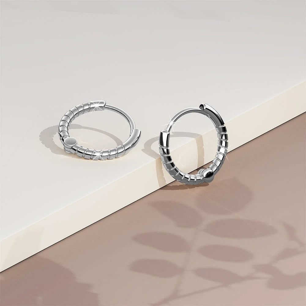 Solid 925 Sterling Silver Helical Huggie Earrings in Silver