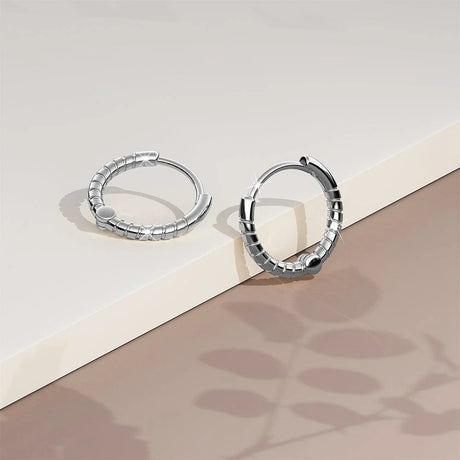Solid 925 Sterling Silver Helical Huggie Earrings in Silver