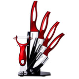 TODO 5 Pc Ceramic Knife + Peeler Set W/ Knive Stand Nano Zirconia Anti Bacterial Red