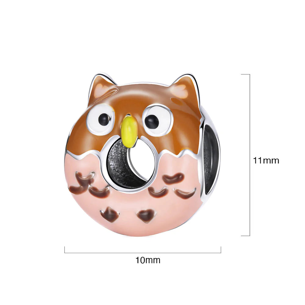 Solid 925 Sterling Silver Lovely Owl Pandora Inspired Charm