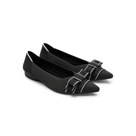 Vintage Bow Pointed Toe Flats - Black