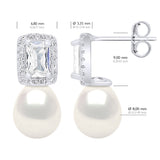Hanging Earrings Real Cultured Freshwater Pearls Pear 8-9 mm - Natural White - Longueur 42 cm