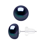 Earrings Freshwater Pearl Black White Gold 8-9mm