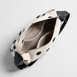 Polka Dot Canvas Hobo Bag - Ivory