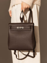 Madison Structured Leather Convertible Backpack - Chocolate