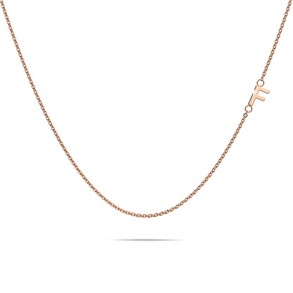 Bullion Gold Sparkling Alphabet Initials Stainless Steel Necklace in Rose Gold