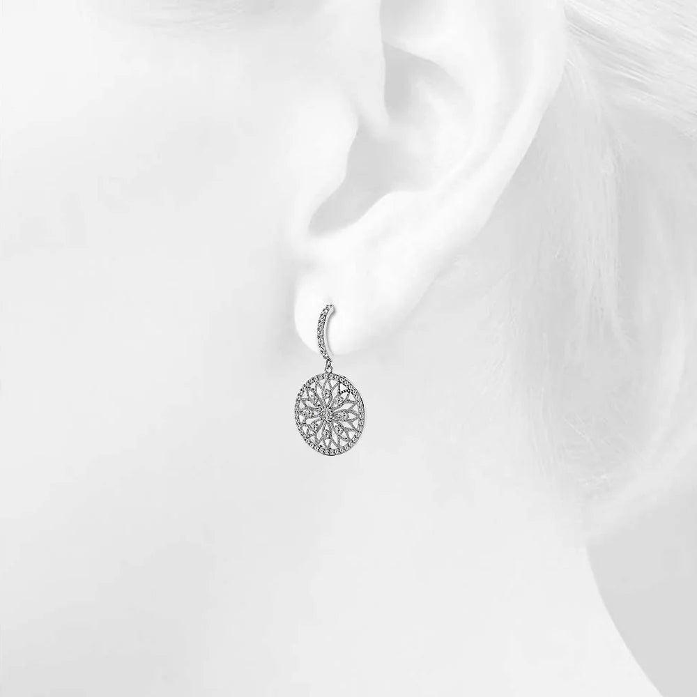 Bullion Gold Flower of Life Intricate Dangle Earrings