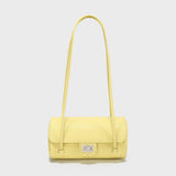 Pebbled Leather Cylinder Barrel Bag - Yellow