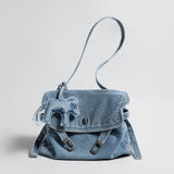 Distressed Denim Flap Crossbody - Denim