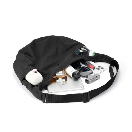 BAMEI Water-Resistant Nylon Crescent Crossbody Bag - Black