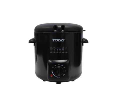 TODO 0.9L Deep Fryer Adjustable Thermostat Dial - Black Stainless Steel Housing Basket