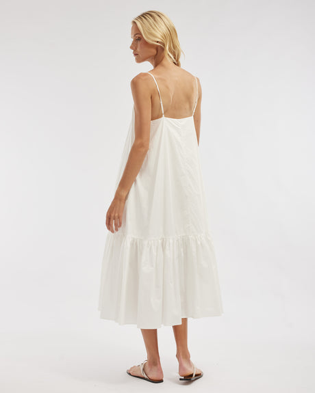 Amelius Zadie Poplin Midi Dress - White