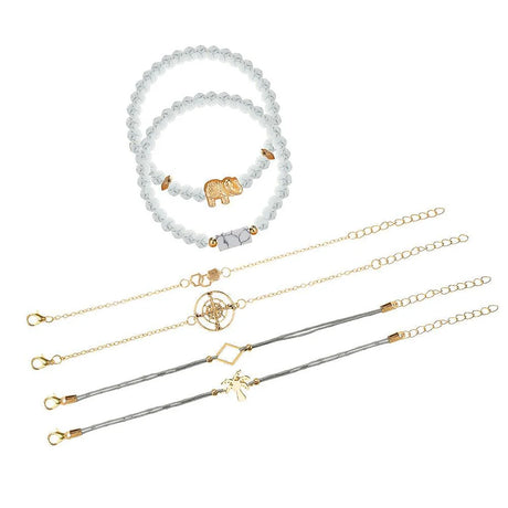 Bohemian 6-Piece Charm Bead Bracelet Set