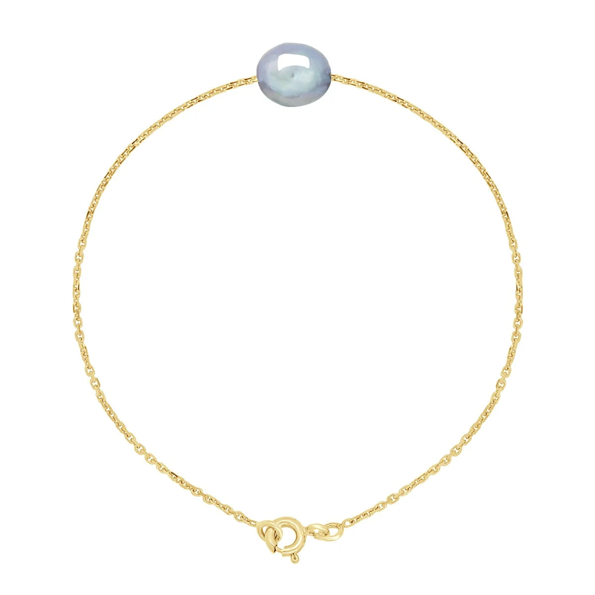 Bracelet Baroque Baroque Freshwater Pearl Grey Yellow Gold 8-9mm