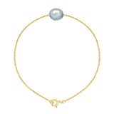 Bracelet Baroque Baroque Freshwater Pearl Grey Yellow Gold 8-9mm