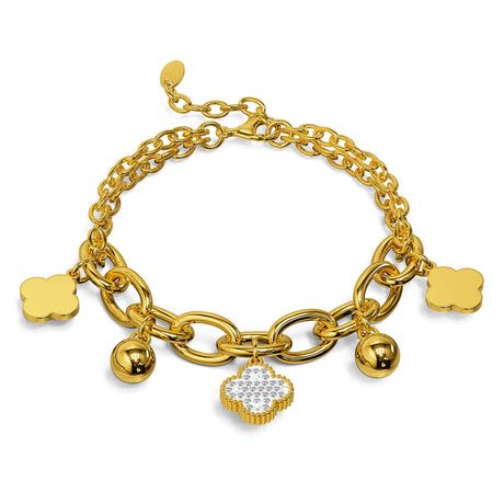 Bullion Gold Clover Charm Bracelet