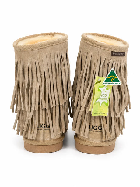 Australian Leather Ugg Double Fringe Short - Natural - AU4
