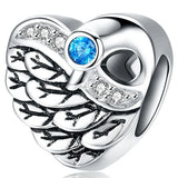 Solid 925 Sterling Silver Romantic Heart Shaped Sky Blue CZ Charm