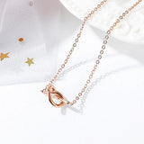 Boxed Single Knotted Tie Promise Necklace and Bangle Set in Rose Gold Plated