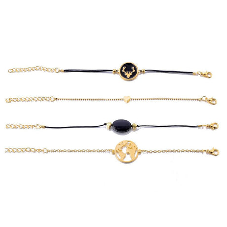 Bohemian 4-Piece Charm Bead Bracelet Set